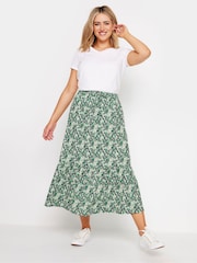 M&Co Green Ditsy Floral Print Tiered Midi Skirt - Image 2 of 5