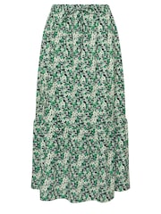 M&Co Green Ditsy Floral Print Tiered Midi Skirt - Image 5 of 5