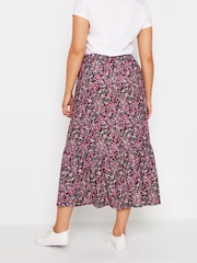 M&Co Pink Ditsy Floral Print Tiered Midi Skirt - Image 3 of 5