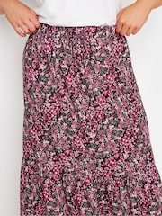 M&Co Pink Ditsy Floral Print Tiered Midi Skirt - Image 4 of 5