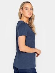 Long Tall Sally Blue Short Sleeve Scoop Neck Slub 100% Cotton T-Shirt - Image 3 of 4