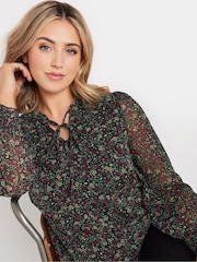 M&Co Purple Floral Print Long Sleeve Blouse - Image 1 of 5
