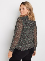 M&Co Purple Floral Print Long Sleeve Blouse - Image 3 of 5