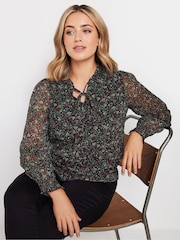 M&Co Purple Floral Print Long Sleeve Blouse - Image 4 of 5