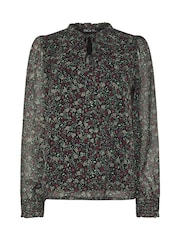 M&Co Purple Floral Print Long Sleeve Blouse - Image 5 of 5