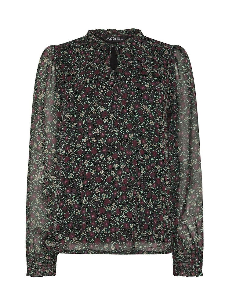 M&Co Floral Print Long Sleeve Blouse - Imagen 5 de 5 M&Co Floral Print Long Sleeve Blouse - Imagen 5 de 5
