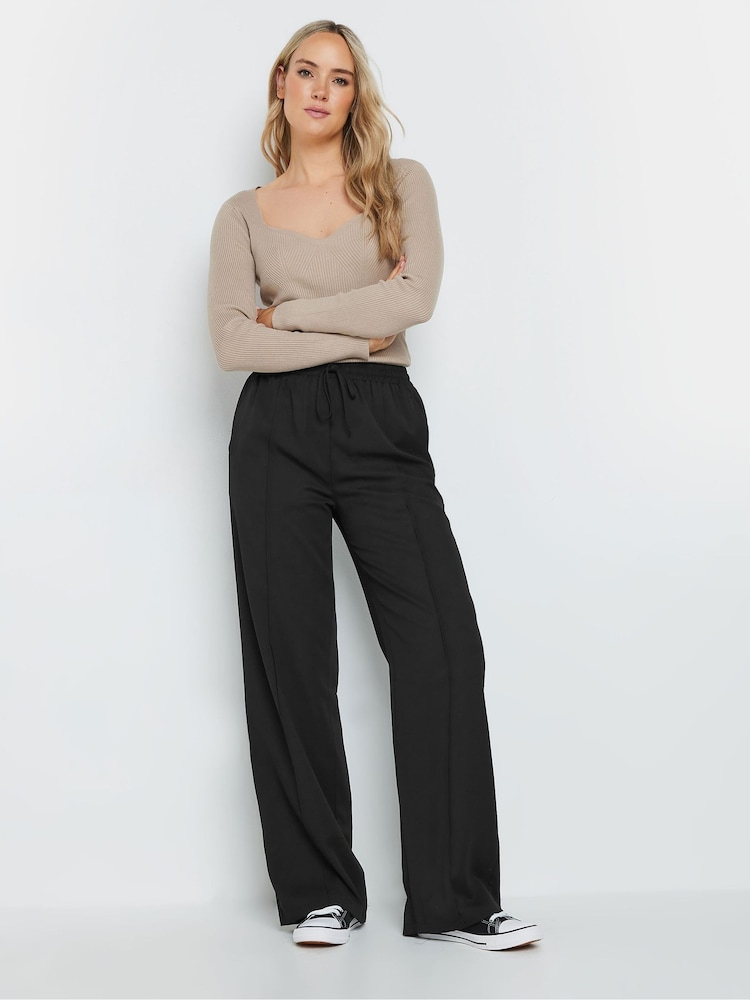 Long Tall Sally Black Tie Waist Wide Leg Trousers - Image 1 of 5