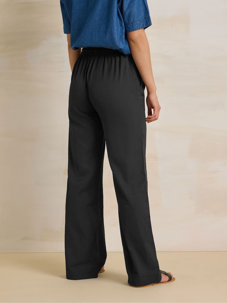 Buy Long Tall Sally Black Tie Waist Wide Leg Trousers from the
