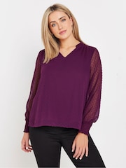 M&Co Red Long Sleeve Spot Detail Blouse - Image 1 of 5