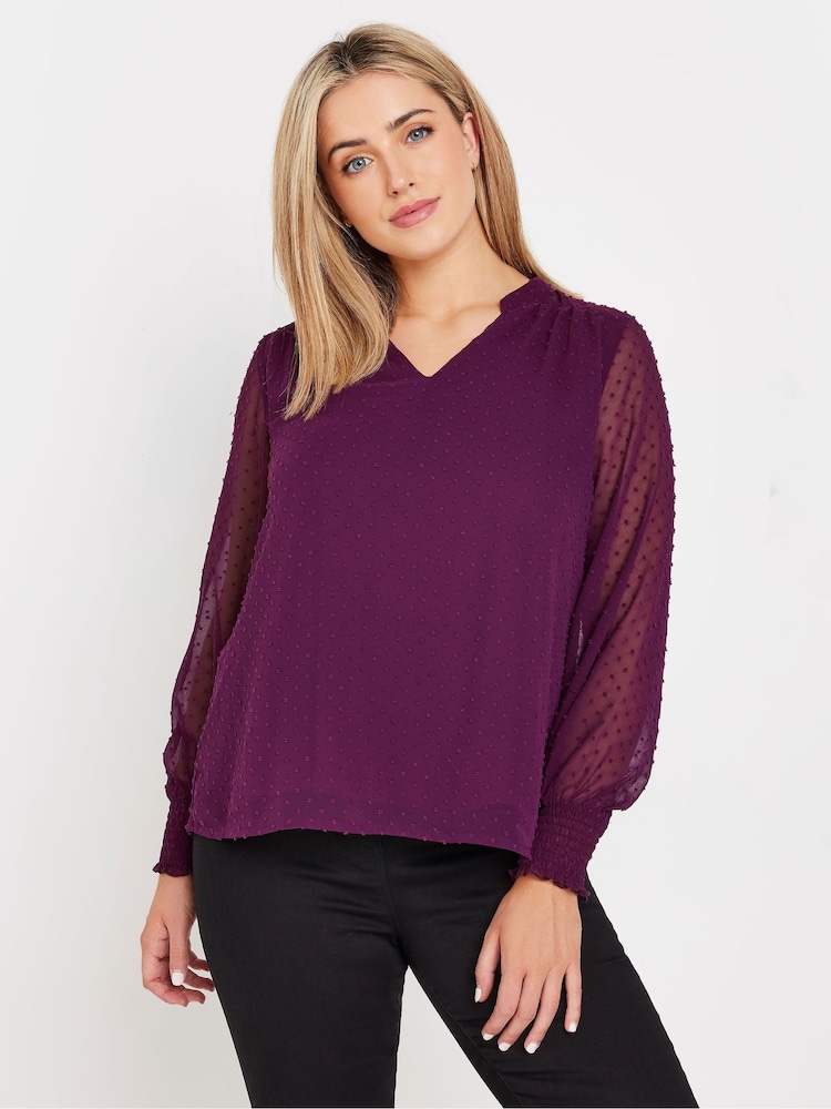 M&Co Red Long Sleeve Spot Detail Blouse - Image 1 of 5
