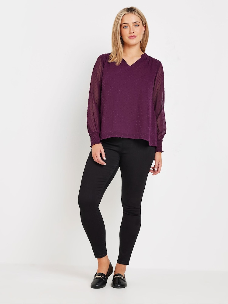 M&Co Red Long Sleeve Spot Detail Blouse - Image 2 of 5