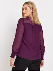 M&Co Red Long Sleeve Spot Detail Blouse - Image 3 of 5