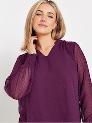 M&Co Red Long Sleeve Spot Detail Blouse - Image 4 of 5