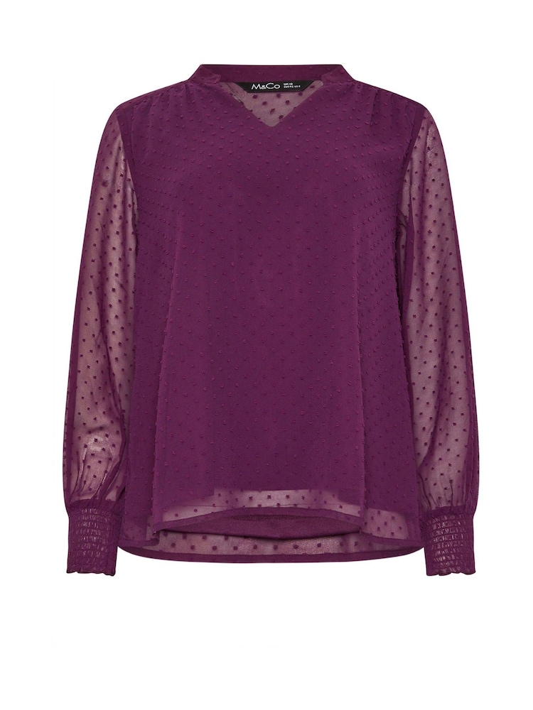 M&Co Red Long Sleeve Spot Detail Blouse - Image 5 of 5