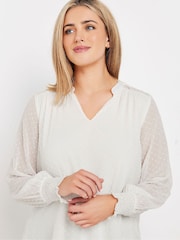 M&Co White Long Sleeve Spot Detail Blouse - Image 4 of 5