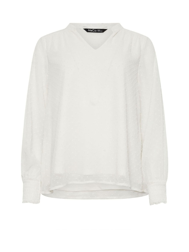 M&Co White Long Sleeve Spot Detail Blouse - Image 5 of 5