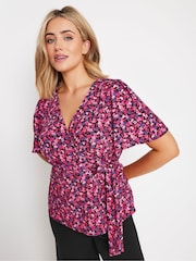 M&Co Ditsy Floral Print Tie Waist Wrap Top - Imagen 1 de 5