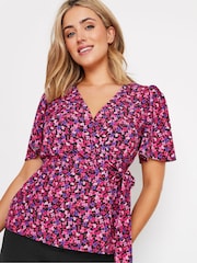 M&Co Ditsy Floral Print Tie Waist Wrap Top - Imagen 4 de 5