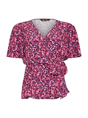 M&Co Ditsy Floral Print Tie Waist Wrap Top - Imagen 5 de 5