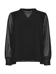 M&Co Black Long Sleeve Spot Detail Blouse - Image 5 of 5