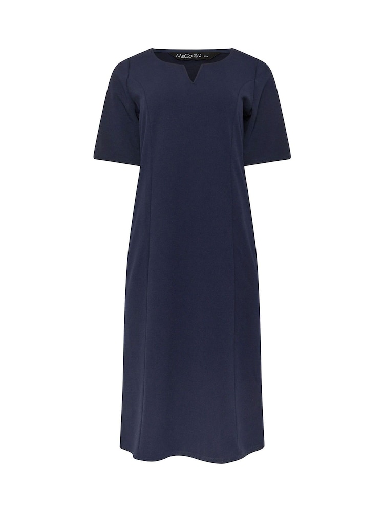 M&Co Blue Navy Notch Neck Dress - Image 5 of 5