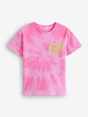 Pink Tie Dye Short Sleeves 100% Cotton T-Shirt - Image 1 of 1