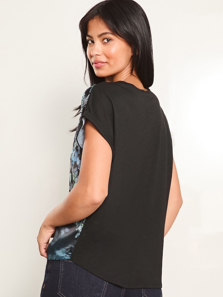 Lipsy Blue Round Neck Printed Satin T-Shirt - Image 4 of 4