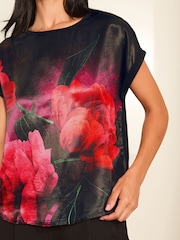 Lipsy Red Round Neck Printed Satin T-Shirt - Image 2 of 4
