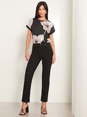 Lipsy Black Embellished Floral Print T-Shirt - Image 2 of 4