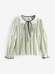 Cath Kidston Green Rose Pearl 100% Cotton Blouse - Image 1 of 8