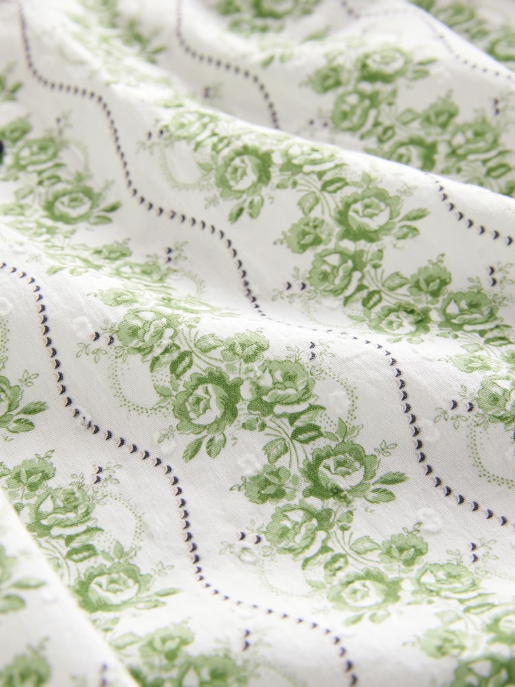 Cath Kidston Green Rose Pearl 100% Cotton Blouse - Image 8 of 8