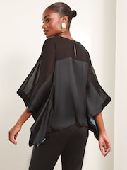 Lipsy Blue Chiffon Yoke Floral Cape Top - Image 3 of 4