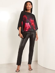 Lipsy Red Chiffon Yoke Floral Cape Top - Image 3 of 4