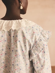 Cath Kidston Blue Ditsy 100% Cotton Broderie Blouse - Image 5 of 8