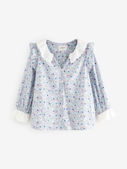 Cath Kidston Blue Ditsy 100% Cotton Broderie Blouse - Image 6 of 8