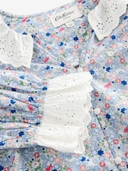 Cath Kidston Blue Ditsy 100% Cotton Broderie Blouse - Image 7 of 8
