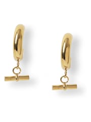 Aela Gold Tone Waterproof Stainless Steel T-Bar Earrings - Image 1 of 2