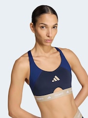 adidas Blue Techfit Workout Color Block Medium Support Bra - Image 4 of 6