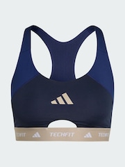 adidas Blue Techfit Workout Color Block Medium Support Bra - Image 6 of 6