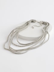 Aela Silver Tone Rhinestone Tube Multirow Necklace - Image 1 of 1
