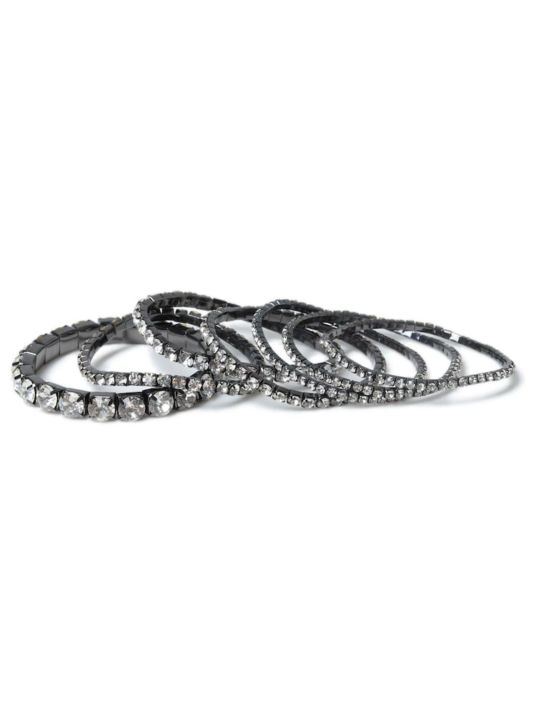 Aela Gun Metal Crystal Stretch Bracelet - Image 1 of 2
