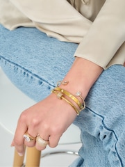 Aela Gold Tone Waterproof Stainless Steel Pave Bangle - Image 1 of 4
