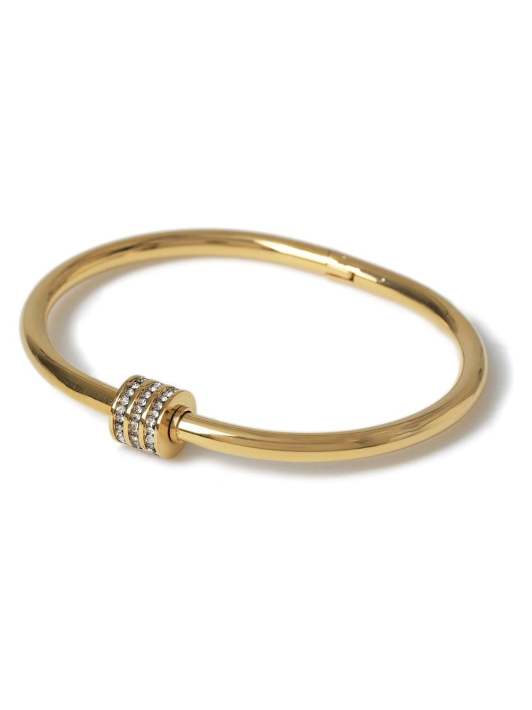 Aela Gold Tone Waterproof Stainless Steel Pave Bangle - Image 4 of 4