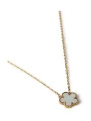 Aela Gold Tone Waterproof Stainless Steel Mother Of Pearl Flower Necklace - Image 2 of 2