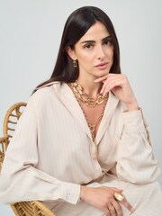 Aela Gold Tone T-Bar Necklace - Image 1 of 3