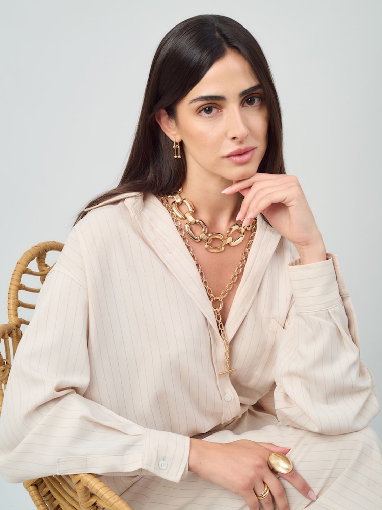 Aela Gold Tone T-Bar Necklace - Image 1 of 3