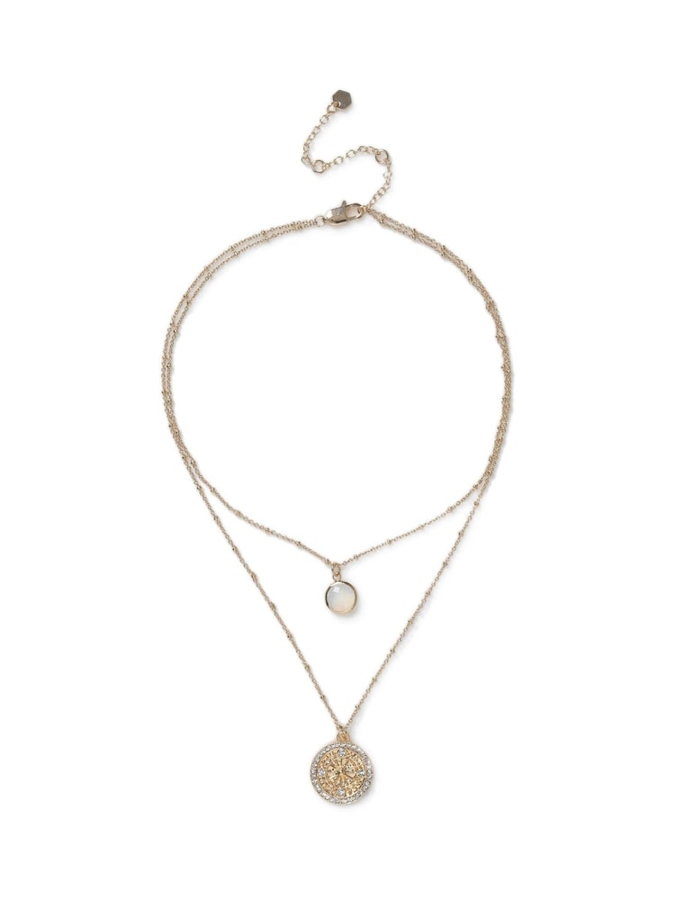 Aela Gold Tone Crystal Multirow Necklace - Image 1 of 2
