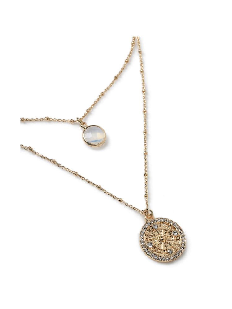 Aela Gold Tone Crystal Multirow Necklace - Image 2 of 2
