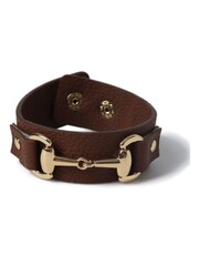 Aela Leather Look Wrist Cuff Brown Bracelet - Image 3 of 5