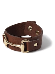 Aela Leather Look Wrist Cuff Brown Bracelet - Image 4 of 5